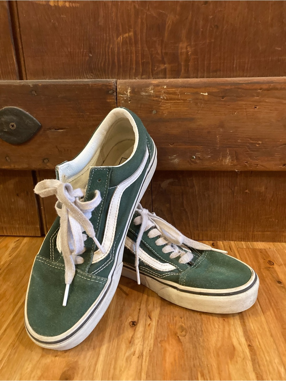 Vans Green and White Low-Top Skate Sneakers